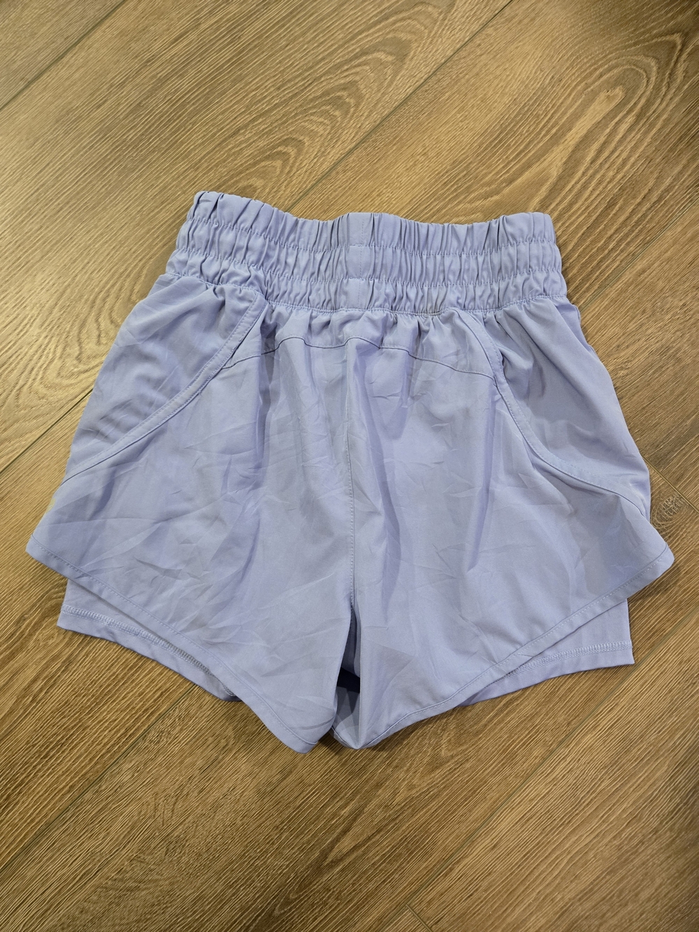 Avia Light Lavender Athletic Shorts with Smocked Waistband - Picture 2 of 4